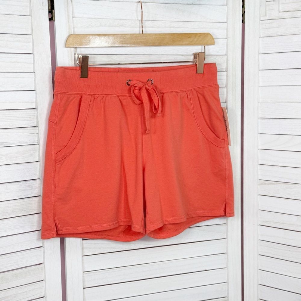 Sonoma Cotton Knit Drawstring Sweat Shorts Coral Orange Small